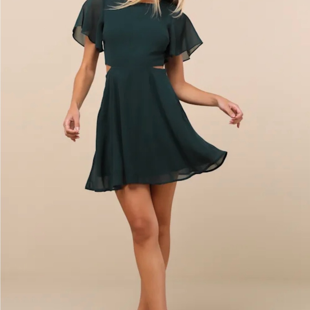 Lulu's Green Fit and Flare Mini Dress for Cocktail